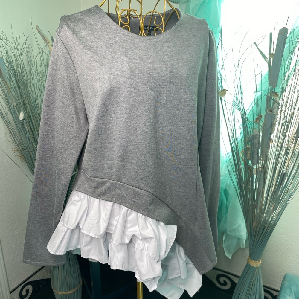 Asymmetrical Ruffle Hem Top